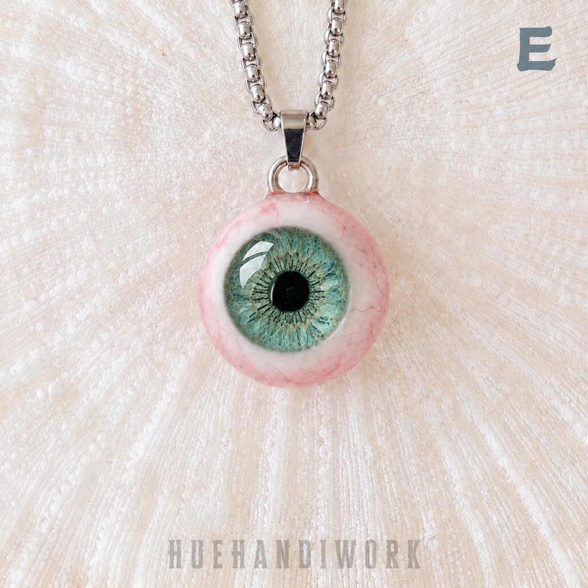 Realistic 3D Eyeball Pendant Necklace, Handmade Goth Jewelry