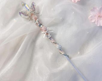 Butterfly Fairy Wand, Handmade Princess Magic Wand, Fantasy Cosplay Gift for Her