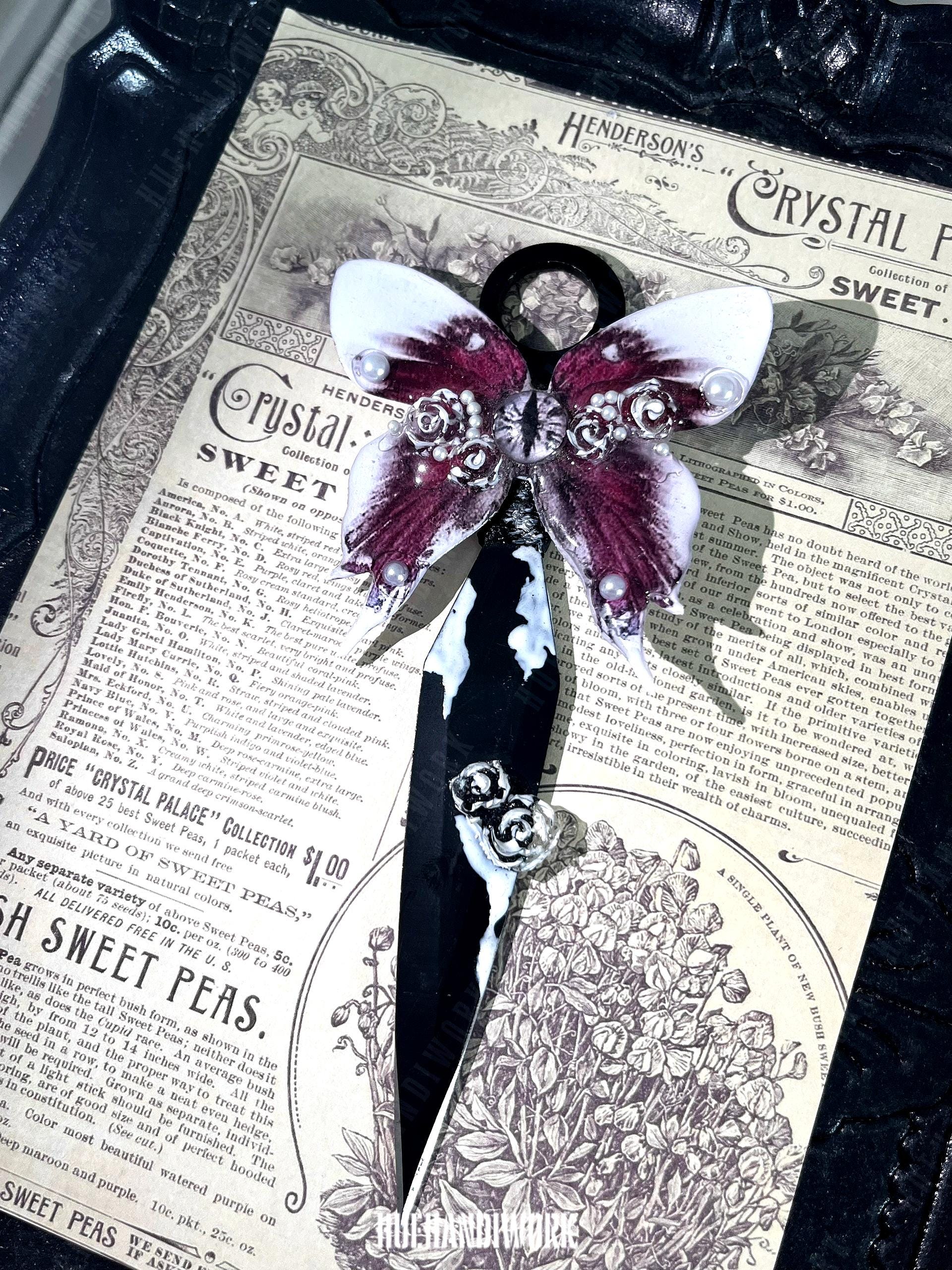 Handmade Gothic Purple Butterfly Dagger with Roses for Women, Witchy Altar Decor, Cosplay Weapon Prop, Gift for Her, Bridesmaid, Girlfriend