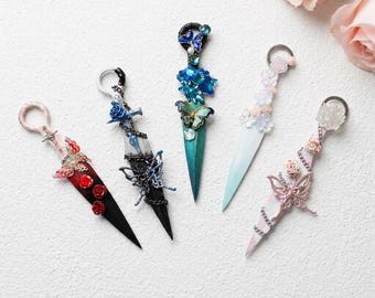Handmade gothic daggers, box knives, wall decorations, dark elf fantasy props, butterflies and flowers