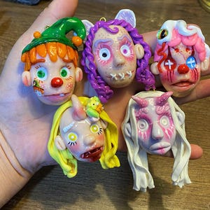 Polymer Clay Ugly Face Necklaces - Weird Necklace - Gift for Goth&Y2k Girl