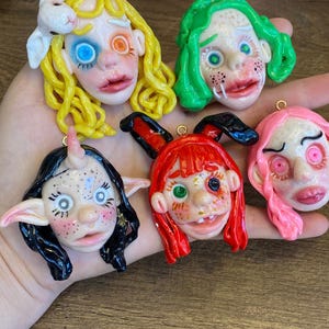 Polymer Clay Ugly Face Necklaces - Weird Necklace - Gift for Goth&Y2k Girl
