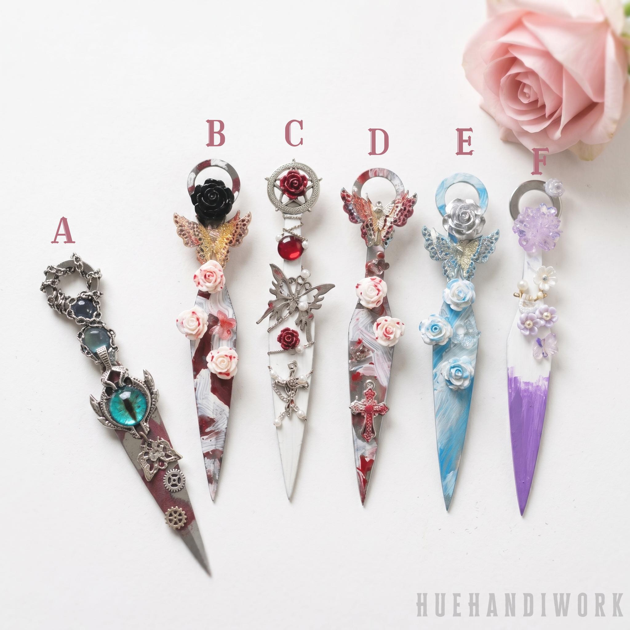Whimsy Dagger Handmade Dagger Set, Pastel Floral Fantasy Knives, Decorative Mini ...