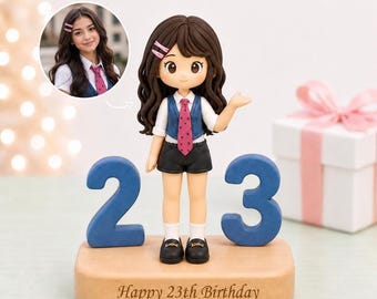 Customized clay doll birthday figures, personalized portrait gifts, birthday cake topper, handmade souvenirs