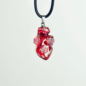 Red Handmade Drip Glue Rose Heart Necklace, Personalized Gift for Her, Christmas Gifts
