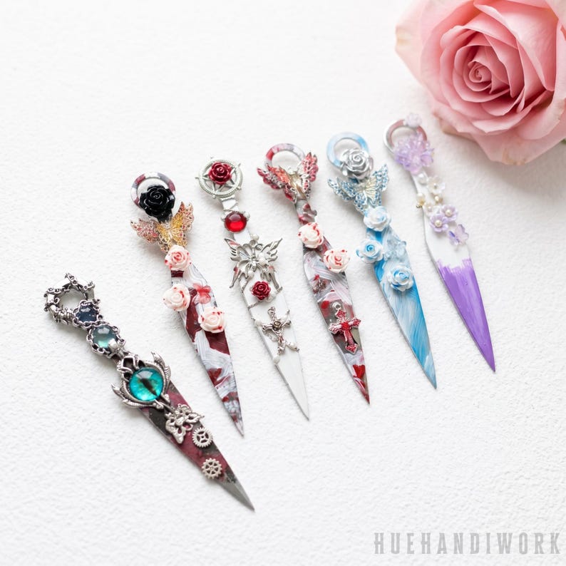Whimsy Dagger Handmade Dagger Set, Pastel Floral Fantasy Knives, Decorative Mini ...