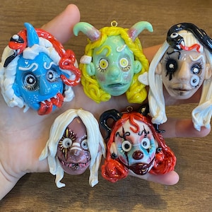 Polymer Clay Ugly Face Necklaces - Weird Necklace - Gift for Goth&Y2k Girl