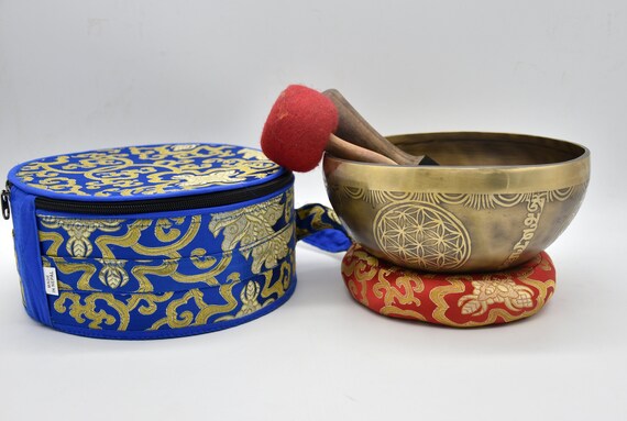 フラワー・オブ・ライフ シンギングボウル（8インチ）：手打ちチベット