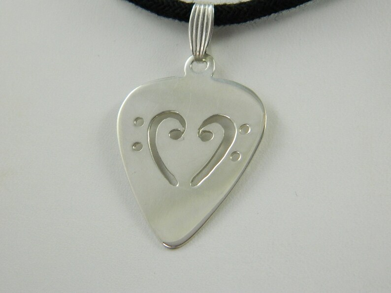 Bass Clef Guitar Pick Pendant in Sterling Silver Etsy