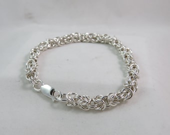 Pulsera bizantina de plata de ley de 7,5 pulgadas hecha a mano