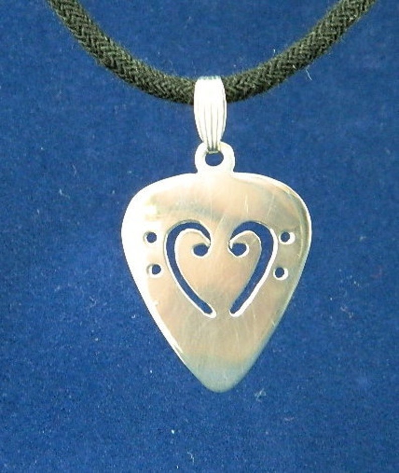 Bass Clef Guitar Pick Pendant in Sterling Silver Etsy