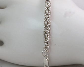 Pulsera bizantina de plata de ley hecha a mano, 7 1/2 pulgadas, con cierre de langosta 925.