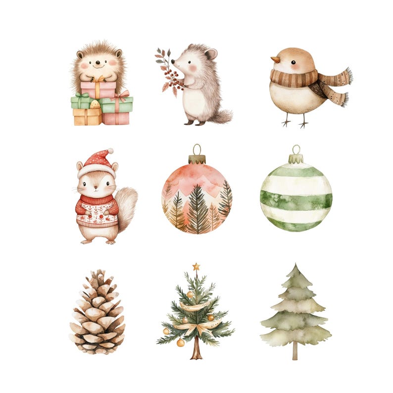 Woodland Animals Clipart, Cute Woodland Animals Clipart, Winter ...