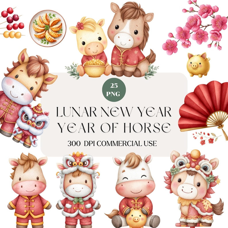Lunar New Year Horse Clipart, Horse PNG, Cute Chinese Zodiac Animal PNG ...