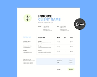 Invoice and Quote Template Editable • Small Business Order Form Printable • Invoice Form • Modern Invoice • Instant Download for Canva
