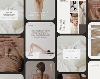 Aesthetic Instagram Templates - 120! Social Media Kit. Instagram Posts and Stories. Modern Instagram Template. Canva Template
