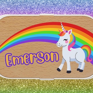 Anpassbare Kinder Lunchbox, Bento Box, Einhorn Lunchbox, Geschenk für Schulanfang, personalisierte Lunchbox, Snackbox, Lunchbox für Kinder, Lunchbox