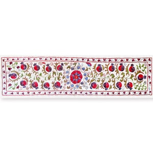 Handmade Uzbek Suzani, Decorative Wall Hanging, Bed Throw, Dining Centerpiece, Silk & Cotton, Hand Embroidery Tapestry,  Bedcover, Bedspread