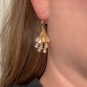 Gold Plated Dangle Earrings: Zirconia Chandelier Drop Earrings