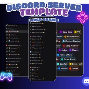 Modèle de serveur Discord FiveM Gaming | 8 bannières Discord bonus incluses