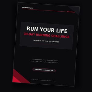 Run Your Life - 30 Day Running Challenge Planner | Printable & Fillable PDF | Running Tracker, 5K Training Journal, Digital Download