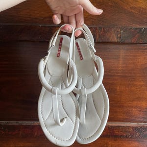 Vintage White Leather Prada Sandals 6.5
