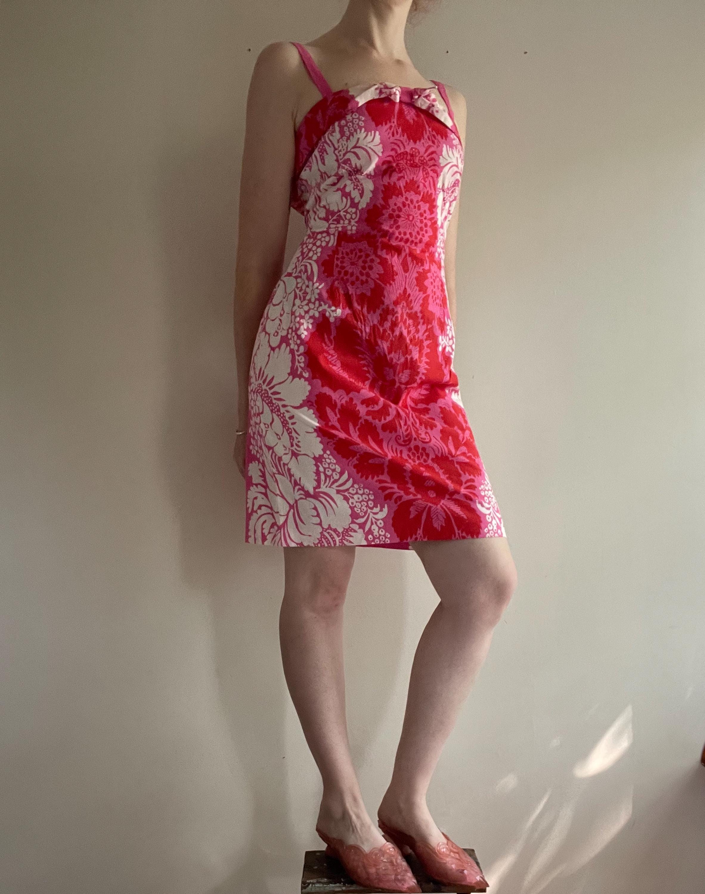 marimekko pink dress Vintage Marimekko Pink Floral Print Dress 4