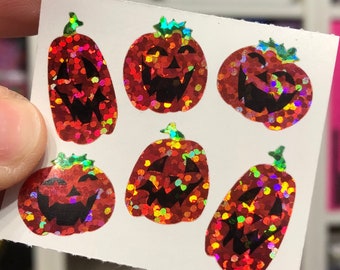 Hambly Sparkle Prismatic Jack-o-lantern Pumpkin Halloween Jackolantern Stickers