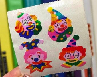 Vintage Pearly Iridescent Rainbow Clown Stickers Great 7 Seven
