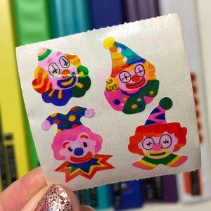 Vintage Pearly Iridescent Rainbow Clown Stickers Great 7 Seven