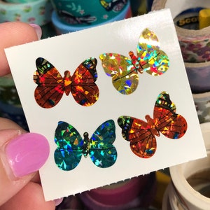 Vintage Sparkle Prismatic Rainbow Butterfly Stickers