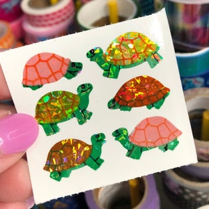 Vintage Colorful Prismatic Sparkle Turtle Tortoise Stickers