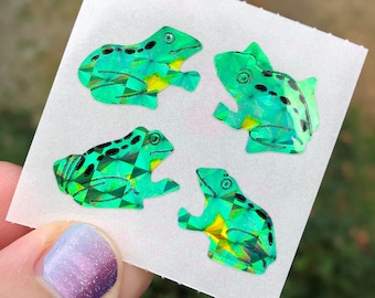 Vintage Prismatic Sparkle Rainbow Frog Toad Stickers Great 7 Seven