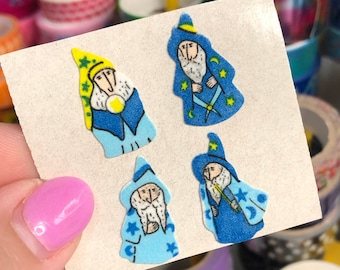Vintage Fuzzy Wizard Sorcerer Stickers