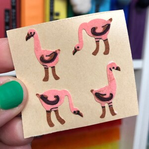 Vintage Fuzzy Pink Flamingo Stickers