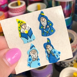Vintage Fuzzy Wizard Sorcerer Stickers
