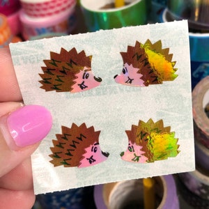 Vintage Iridescent Peary Hedgehog Stickers