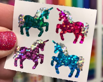 Hambly Sparkle Prismatic Rainbow Unicorn Stickers