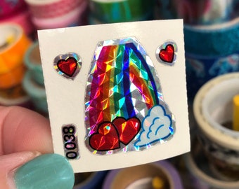 Rare Vintage Prism Rainbow Sticker 1980s Sparkle Prismatic