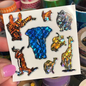 Rare Vintage Prism Rainbow Animal Stickers