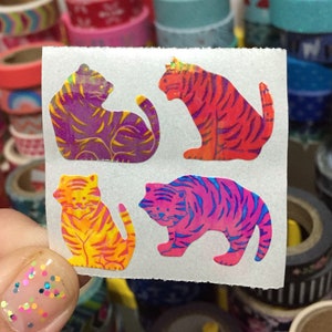Vintage Iridescent Pearl Rainbow Tiger Stickers Great 7 Seven
