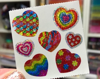 Sparkle Prismatic Rainbow Heart Stickers