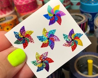 Limited Edition Sparkle Prism Rainbow Pinwheel Stickers Mrs Grossmans
