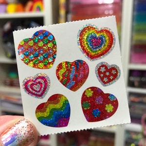 Sparkle Prismatic Rainbow Heart Stickers