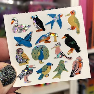Vintage Sparkle Prism Micro Bird Stickers Discontinued