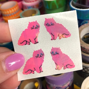 Vintage Iridescent Pearl Pink Cat Stickers