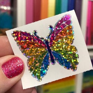 Hambly Sparkle Prismatic Rainbow Butterfly Sticker