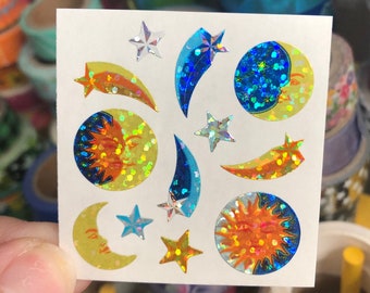 Vintage Sandylion Sparkle Prism Sun Moon Celestial Stickers Discontinued