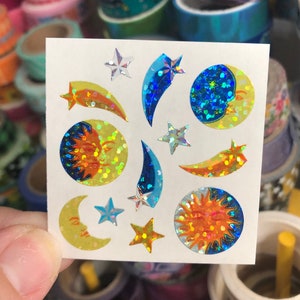 Vintage Sandylion Sparkle Prism Sun Moon Celestial Stickers Discontinued