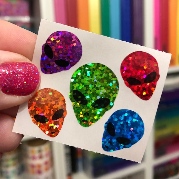 Hambly Sparkle Prismatic Rainbow Alien Stickers